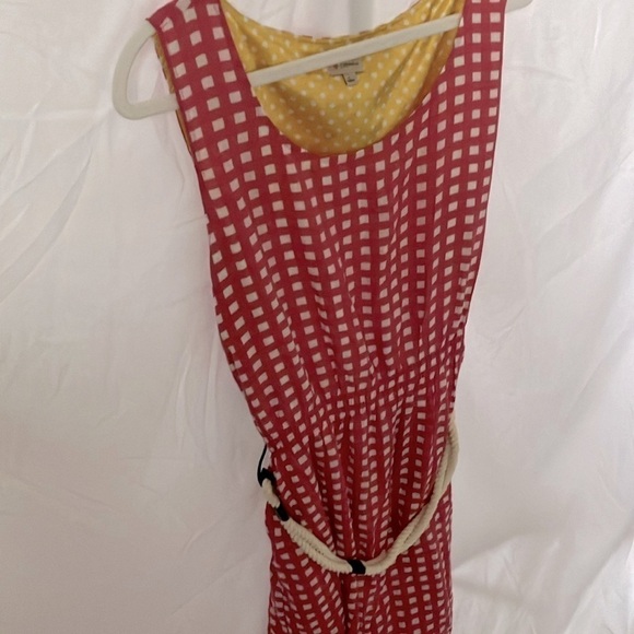 Cremieux: Pink/Whote Checkered, Midi, sleeveless dress-rope belt- satin inside-L - Picture 9 of 15
